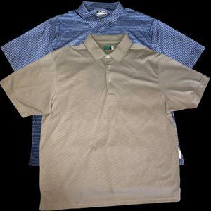 Lot Of 2 Ben Hogan Performance Golf Mens Polo Shirt Short Sleeve Blue Tan 2XL